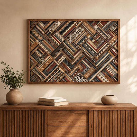Urban Mosaic 8-Layer Wooden Mandala Wall Art – Geometric 3D Decor