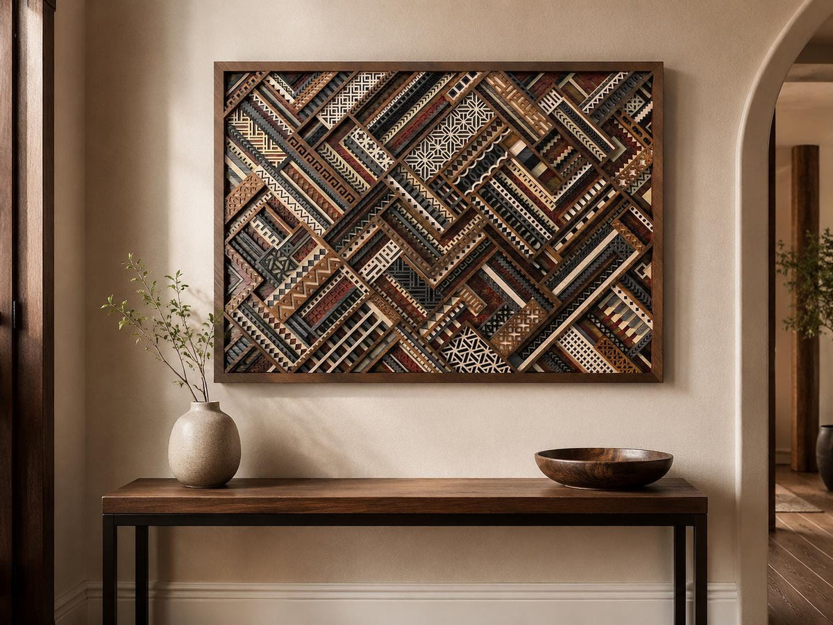 Urban Mosaic 8-Layer Wooden Mandala Wall Art – Geometric 3D Decor