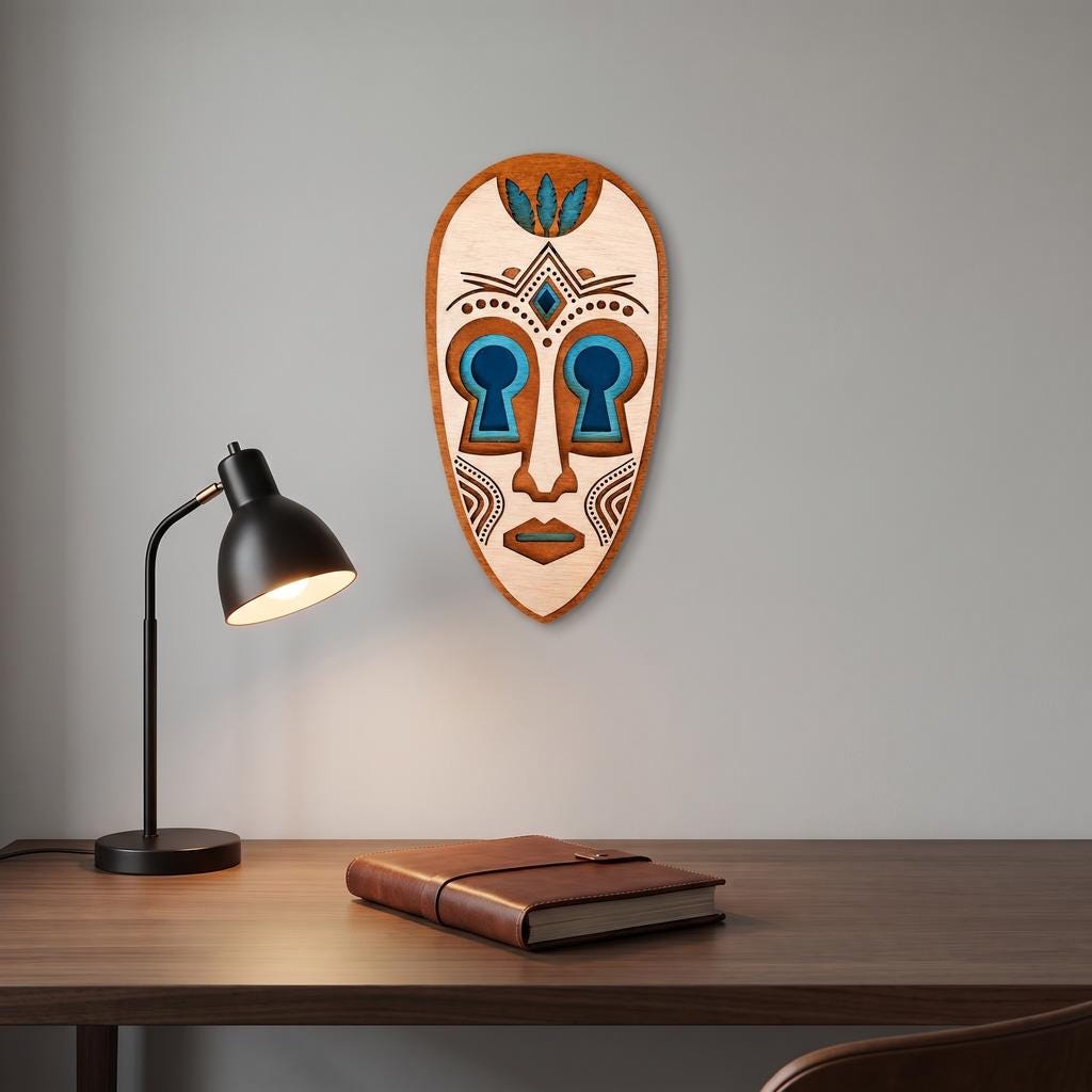 Savanna Spirit Mask – Layered Wooden Wall Art | African-Inspired Tribal Mask