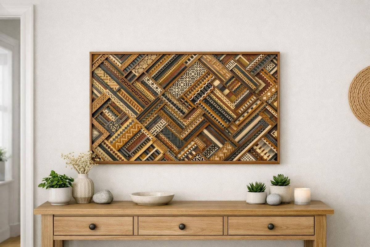 Urban Mosaic 8-Layer Wooden Mandala Wall Art – Geometric 3D Decor